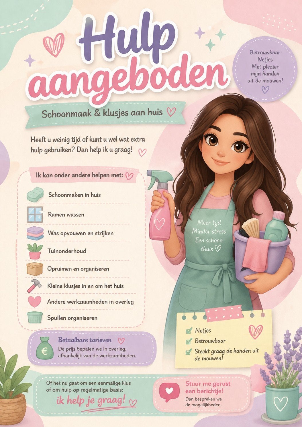 Hulp aangeboden - Schoonmaak & klusjes aan huis., Diensten en Vakmensen, Huishoudelijke hulp, Koken, Schoonmaken, Strijken, Wassen
