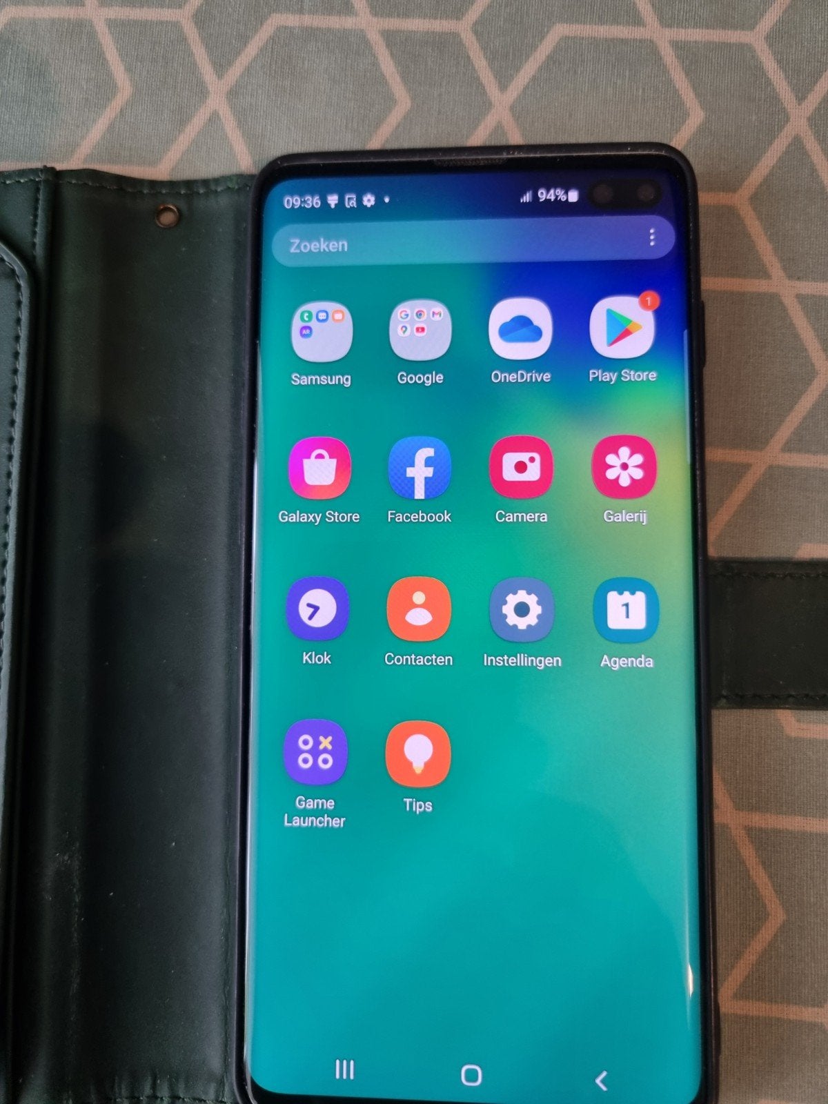 Samsung Galaxy S10+ 128GB Prism Green met hoesje, Telecommunicatie, Mobiele telefoons | Samsung, Overige kleuren, Touchscreen