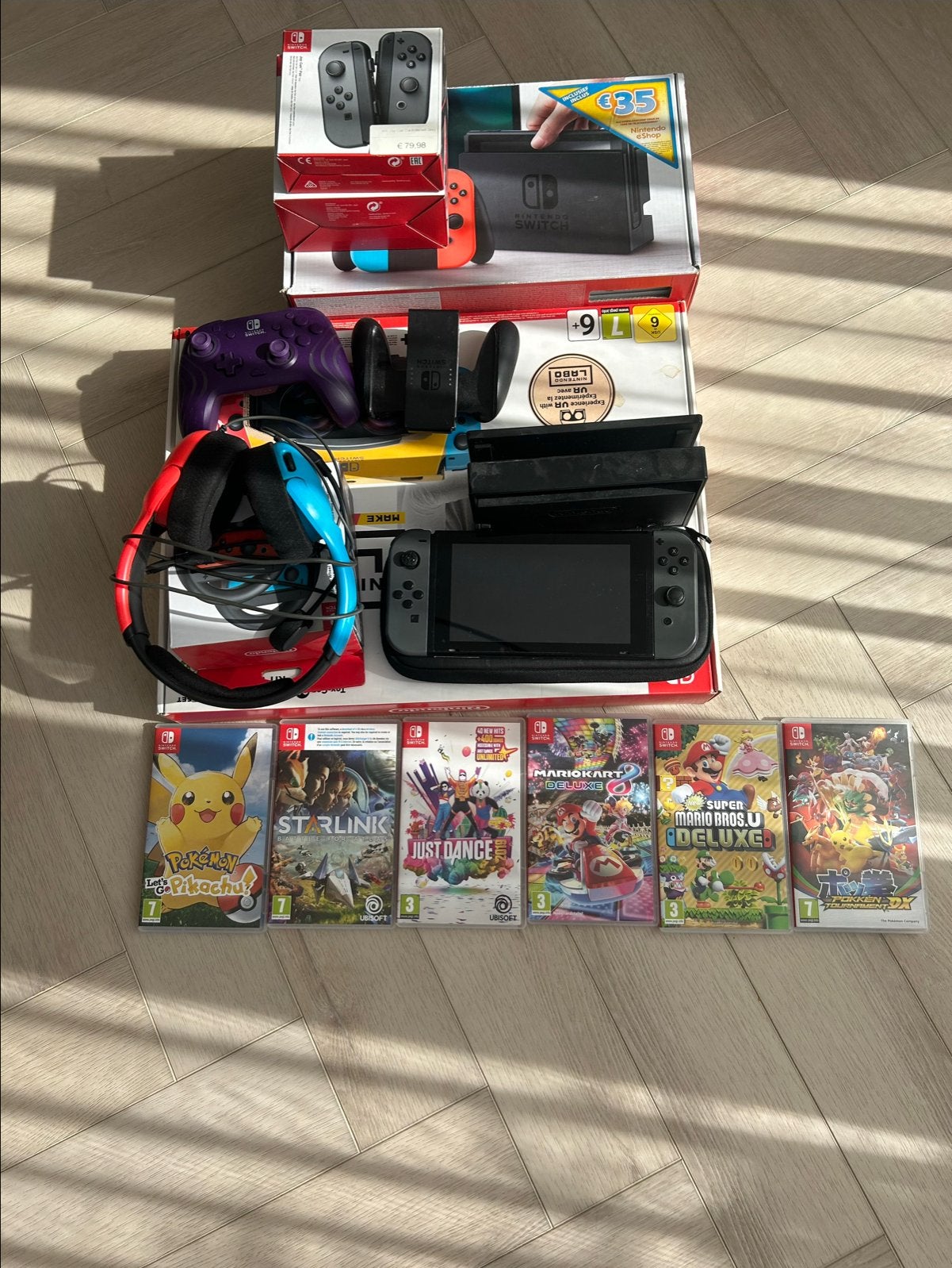 Nintendo Switch Dock met extra Joy-Cons en headset, Met games, Met 2 controllers, Nieuw, Ophalen of Verzenden