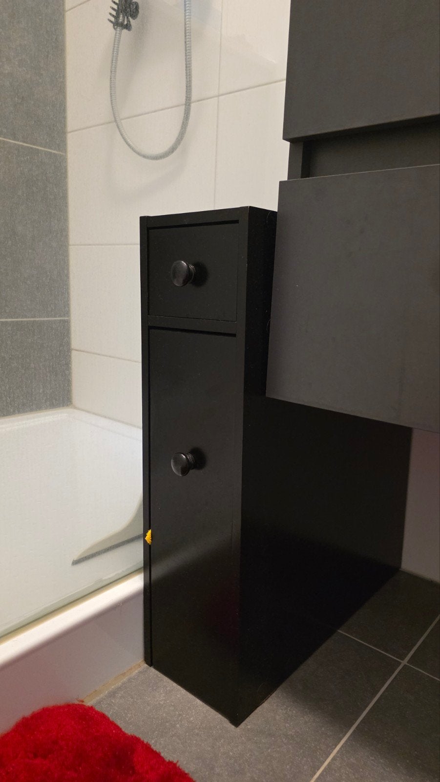 Zwarte badkamerkast met lades en opbergvakken, Huis en Inrichting, Badkamer | Badkamermeubels, Ophalen