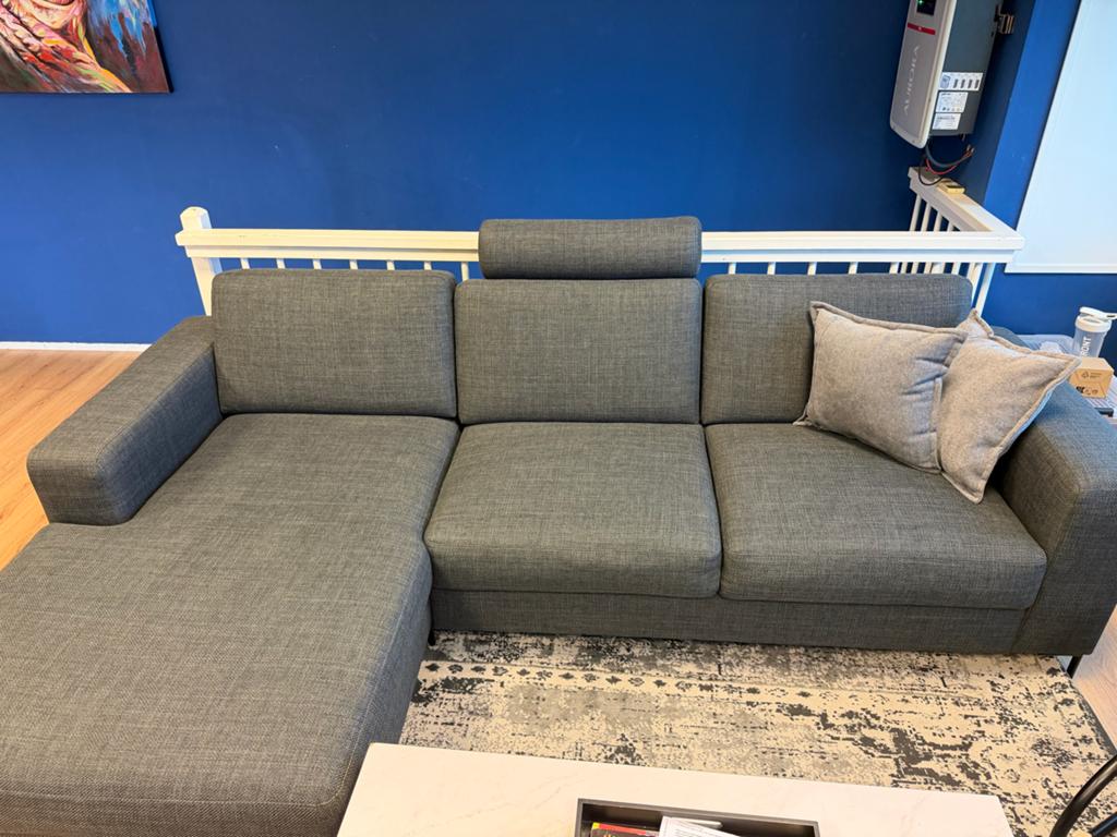 Moderne Hoekbank met Opbergruimte en Verstelbare Hoofdsteun, Ophalen, 250 tot 300 cm, 125 tot 150 cm, Hoekbank