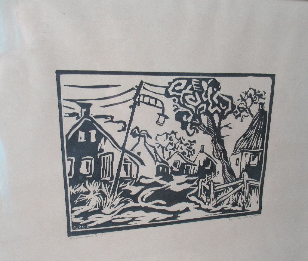 Arie Zuidersma - Groninger Ploeg, Met monogram, 1950 - 1999, Ophalen of Verzenden, Houtsnede
