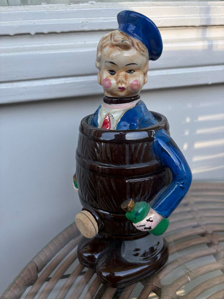 Vintage Jenever Kruik Dronken Zeeman Handbeschilderd, Ophalen of Verzenden