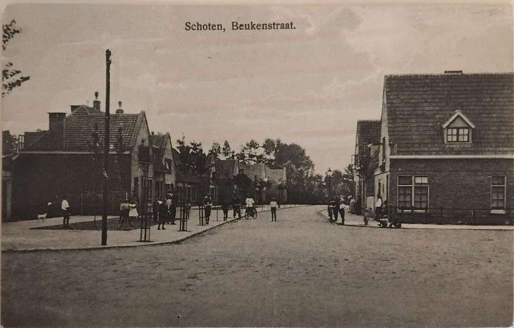 Schoten (Noord-Holland) - Beukenstraat 1924 (Gelopen), Ophalen of Verzenden, 1920 tot 1940, Gelopen, Noord-Holland