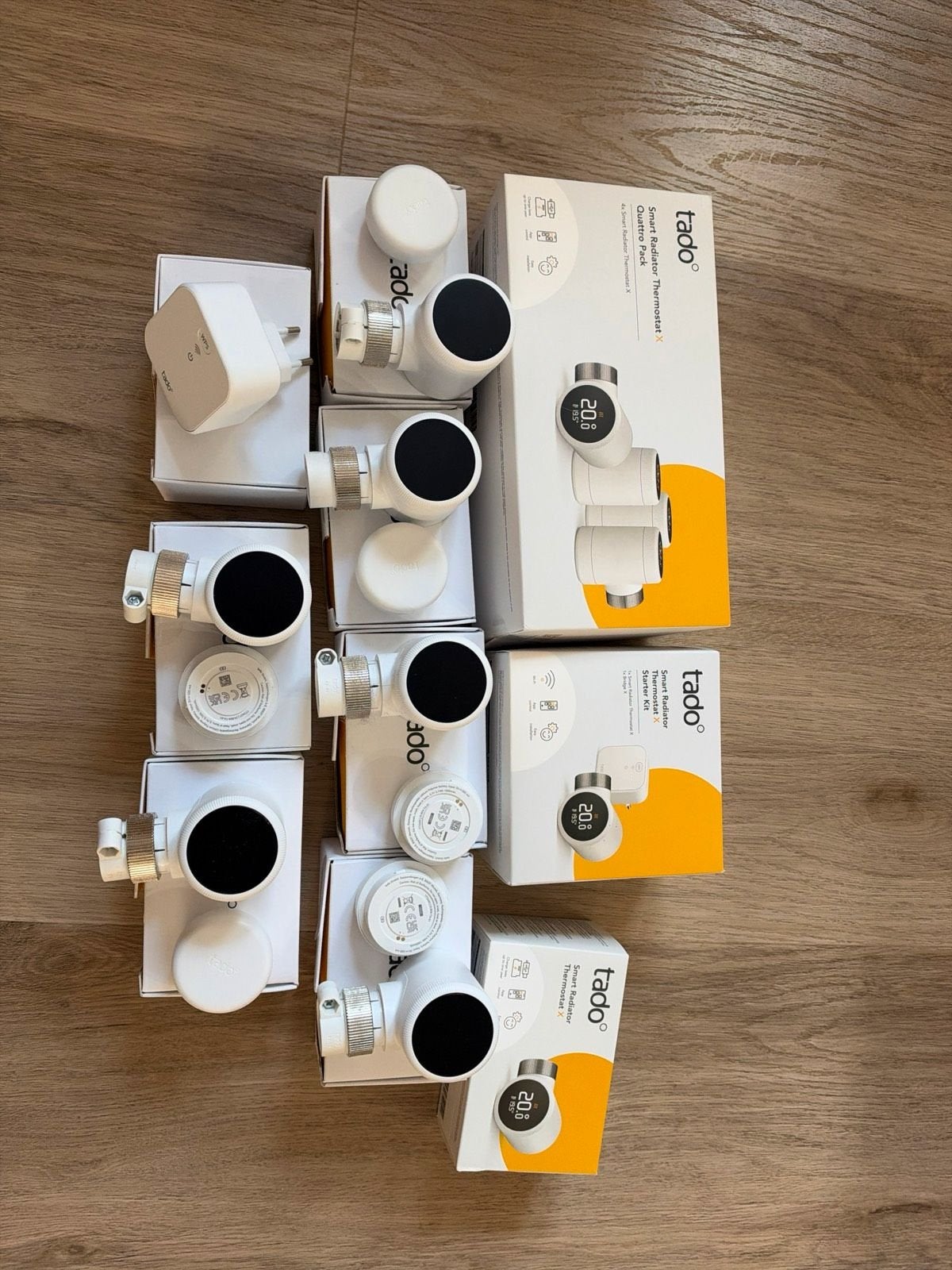 Tado X-set Bridge + 6 slimme thermostaten, Ophalen of Verzenden, Slimme thermostaat, Zo goed als nieuw
