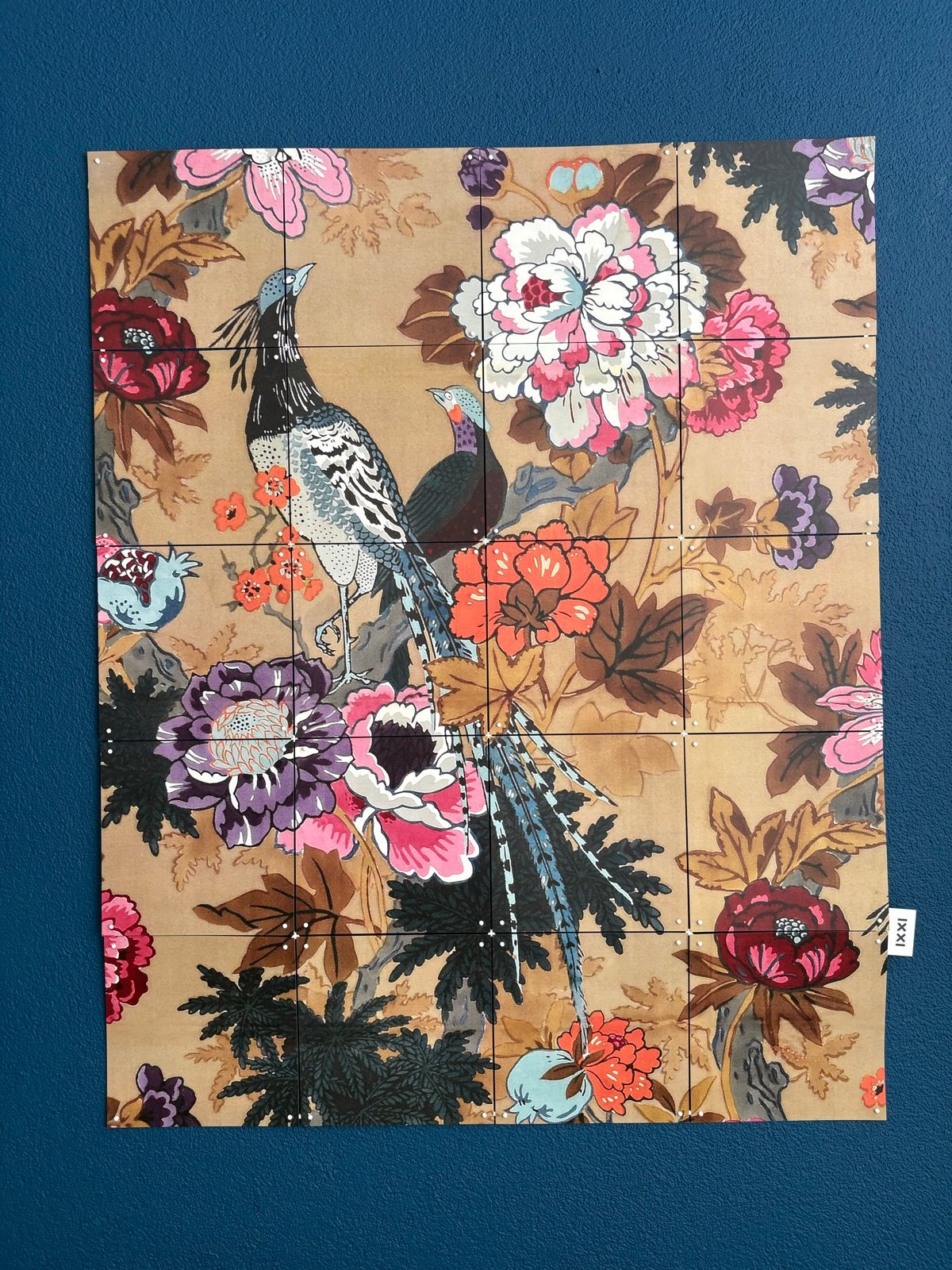 Ixxi wanddecoratie met kleurrijke botanische print 100x80cm, Meerkleurig, Ophalen of Verzenden, Zo goed als nieuw, Wandbord of Wandpaneel