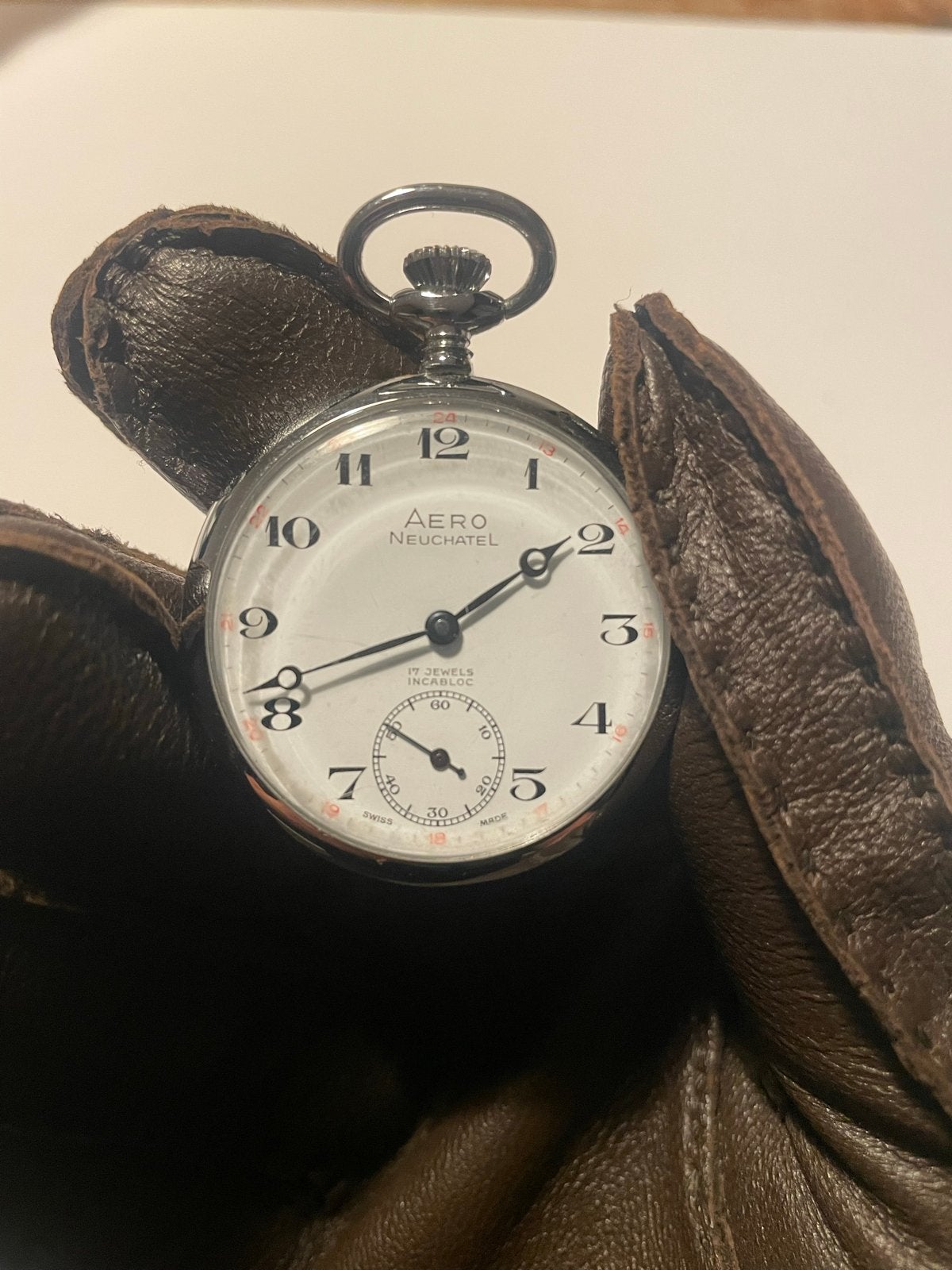 Vintage AERO Neuchatel Zakhorloge - 17 Jewels Incabloc, Overige materialen, Zakhorloge, 1930 tot 1960, Ophalen