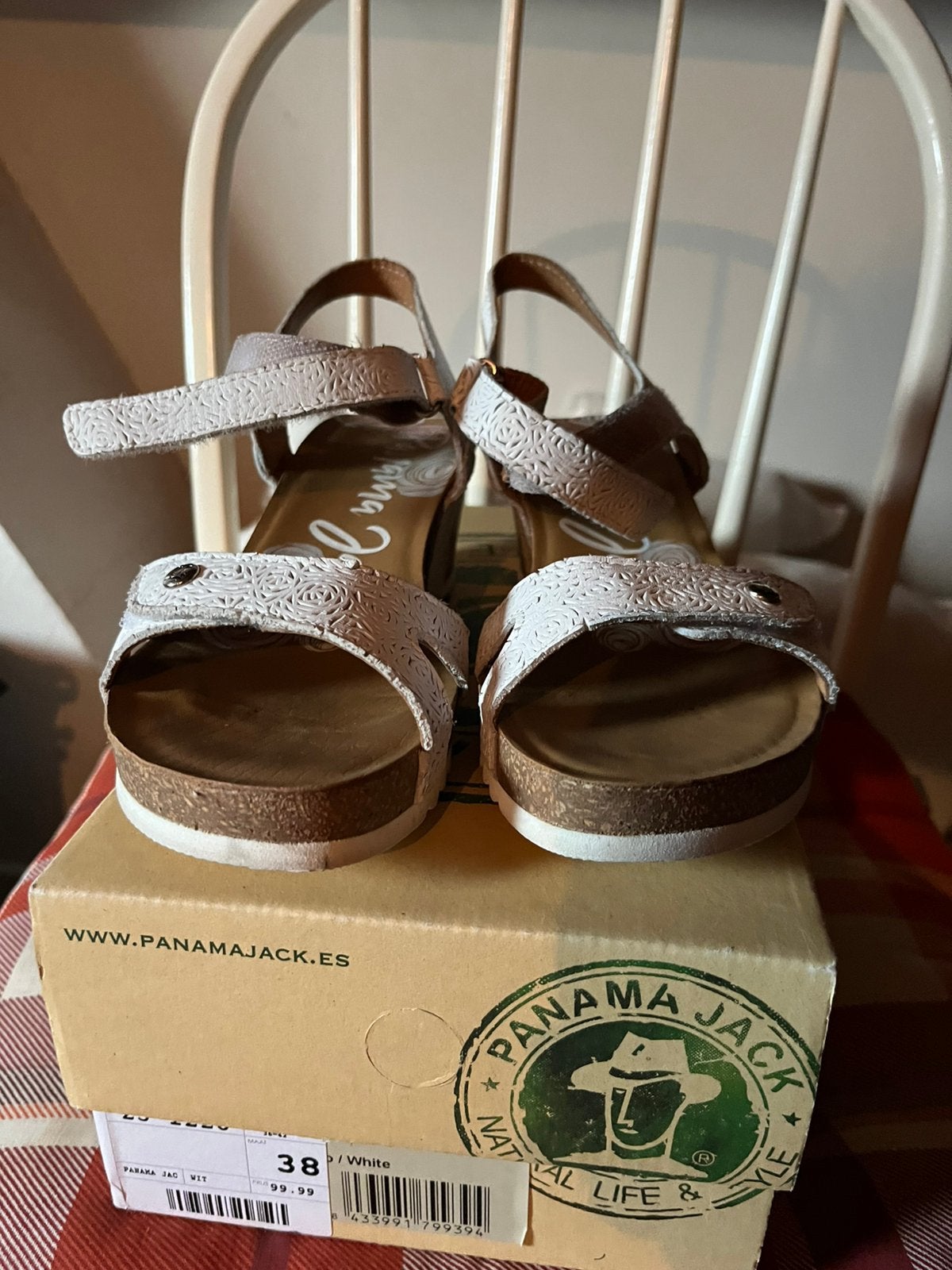 panama jack witte sandalen maat 38, Ophalen, Zo goed als nieuw, Wit, Sandalen of Muiltjes