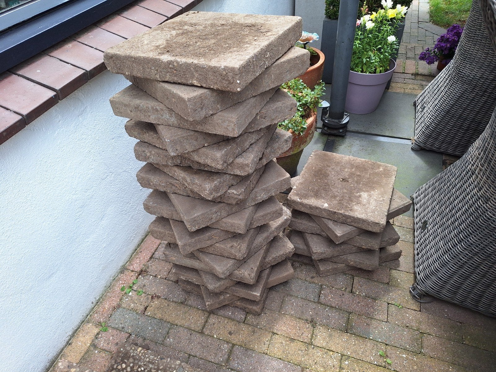 24 stuks Gebruikte stoeptegels 30x30, Ophalen, Gebruikt, Minder dan 5 m², Beton