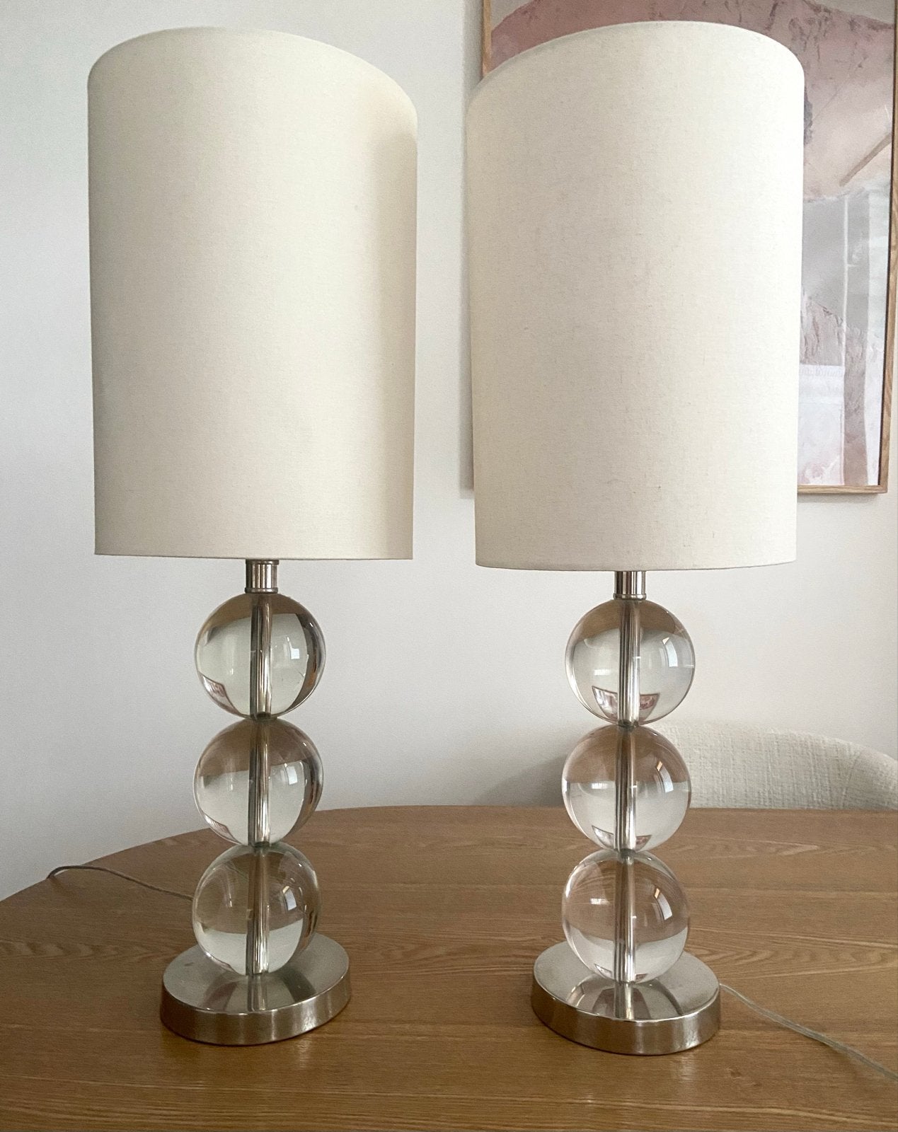 2 Zara Home tafellampen met glazen bollen, Ophalen, Gebruikt, E27 (groot), Glas