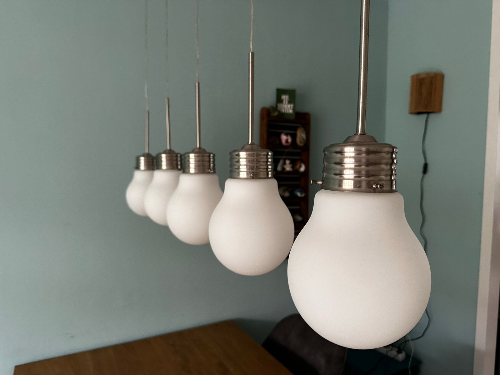 Hanglamp met 5 lampen in gloeilamp-design, Ophalen, Gebruikt, Metaal, Overige fittingen