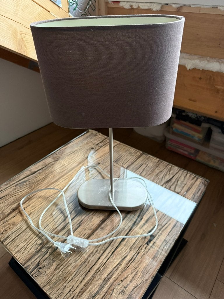 Moderne sfeerlamp / tafellamp met stoffen kap, Ophalen, Overige merken, Inclusief lichtbron, E14 (klein)