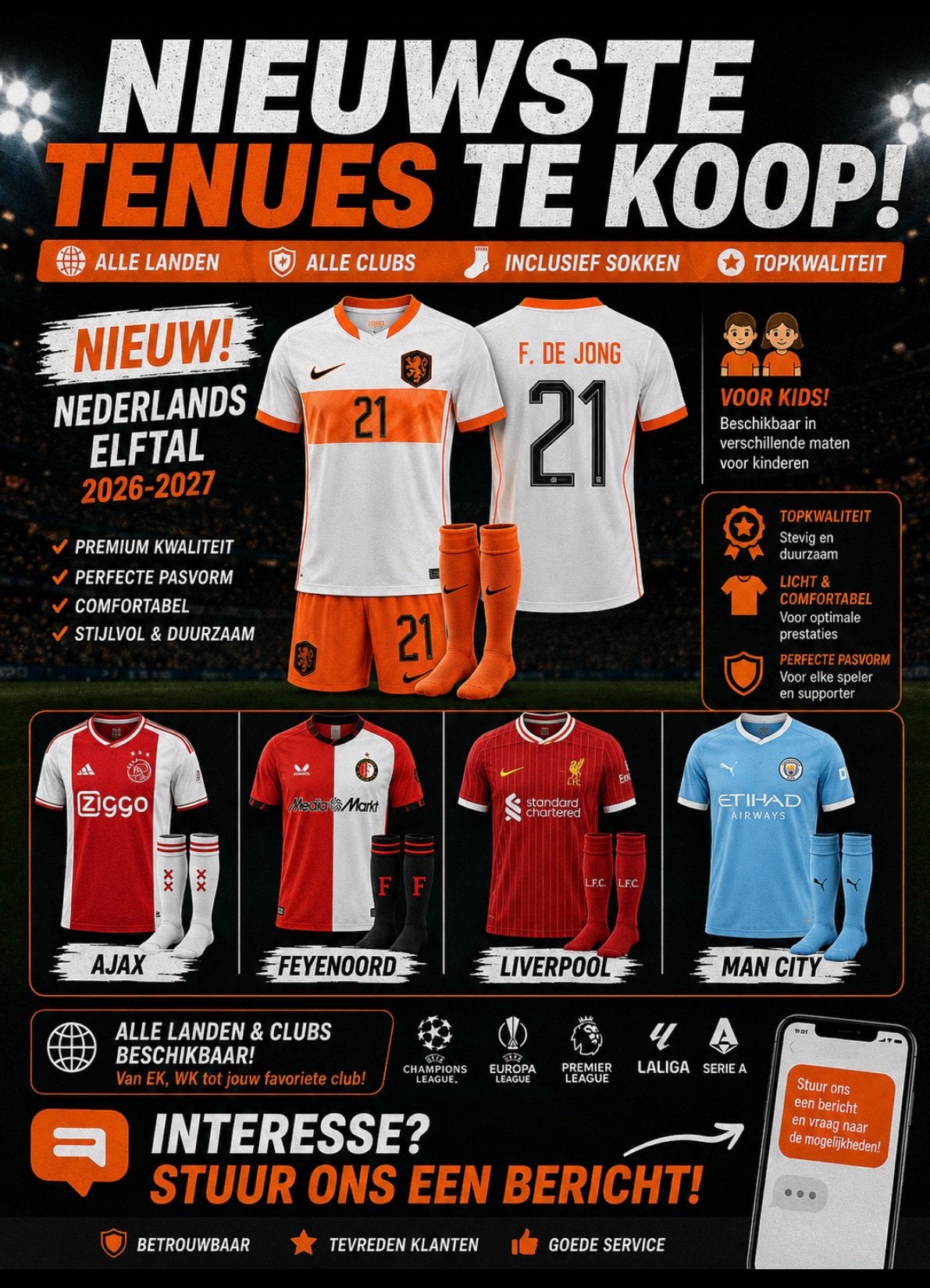 Voetbaltenues NIEUW!!, Tickets en Kaartjes, Drie personen of meer