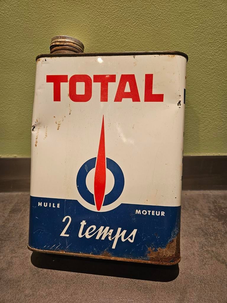 Total Olieblik 2 Temps tweetakt 2T two stroke, Verzamelen, Merken en Reclamevoorwerpen, Ophalen of Verzenden, Gebruikt, Verpakking