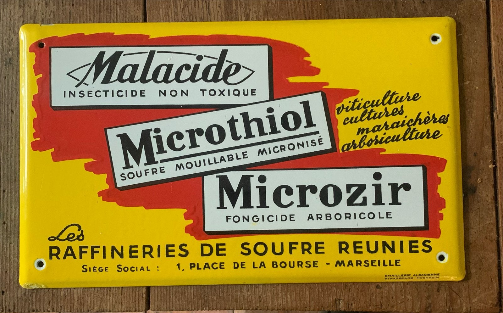 Vintage Emaillebord Les Raffineries de Soufre Réunies, Antiek en Kunst, Ophalen of Verzenden