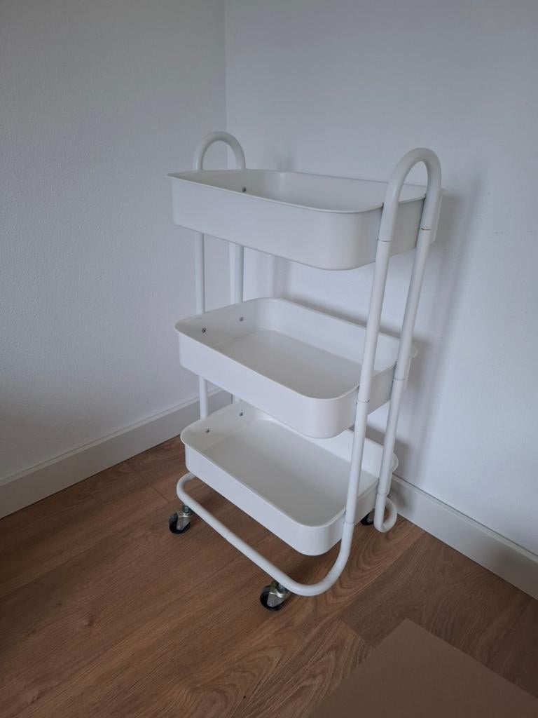 Witte trolley met 3 etages - IKEA RÅSKOG, Ophalen of Verzenden, Gebruikt