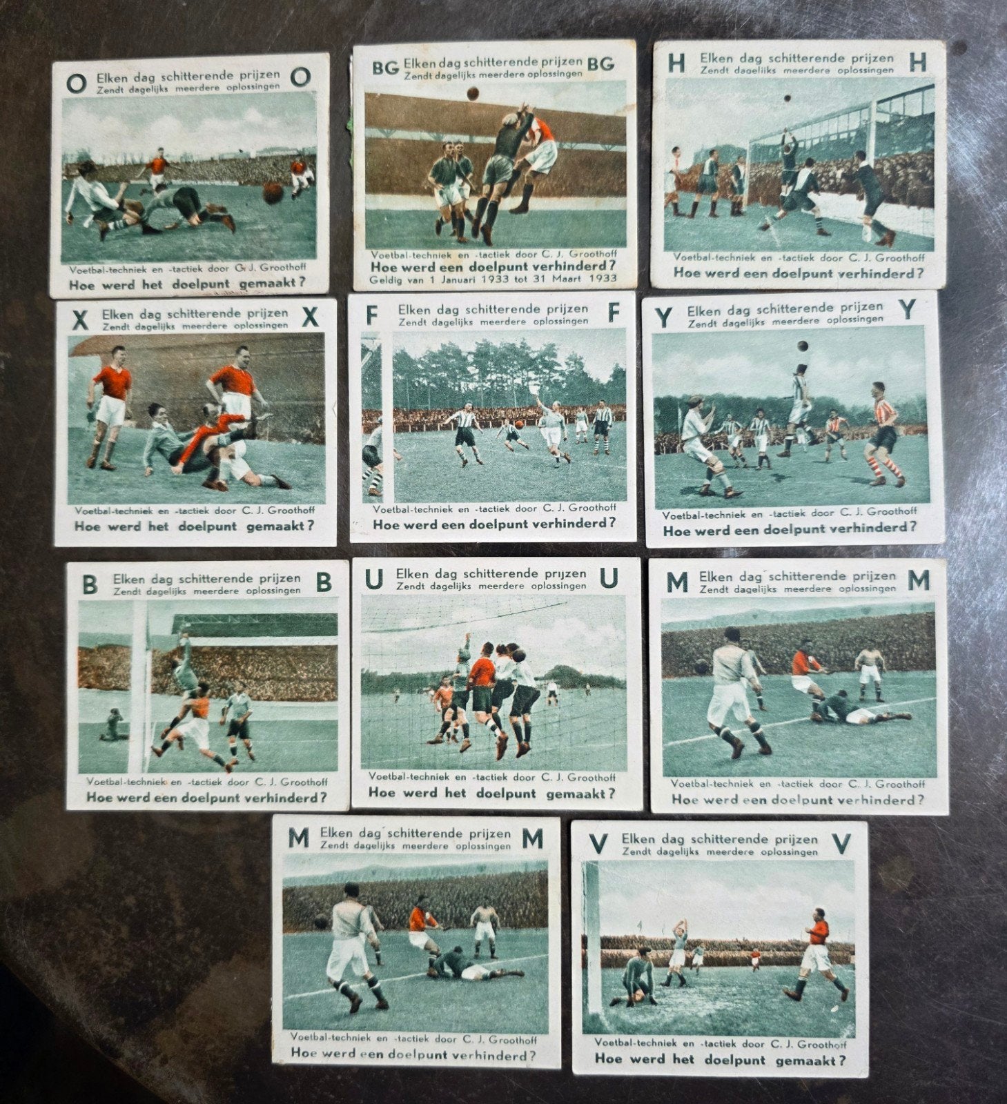 251) 11 x TURMAC KAARTJES 1932 RADIOVOETBALSPEL, Verzenden, Gebruikt, Overige typen