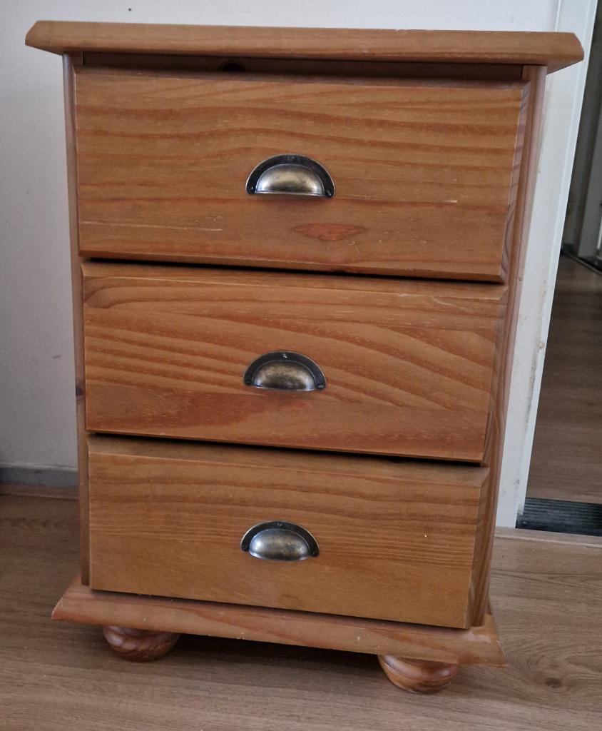 Grenen ladekast met 3 lades 43 x 39 x h60,5 cm, Huis en Inrichting, Kasten | Ladekasten, Ophalen, Minder dan 50 cm, Gebruikt, 3 of 4 laden