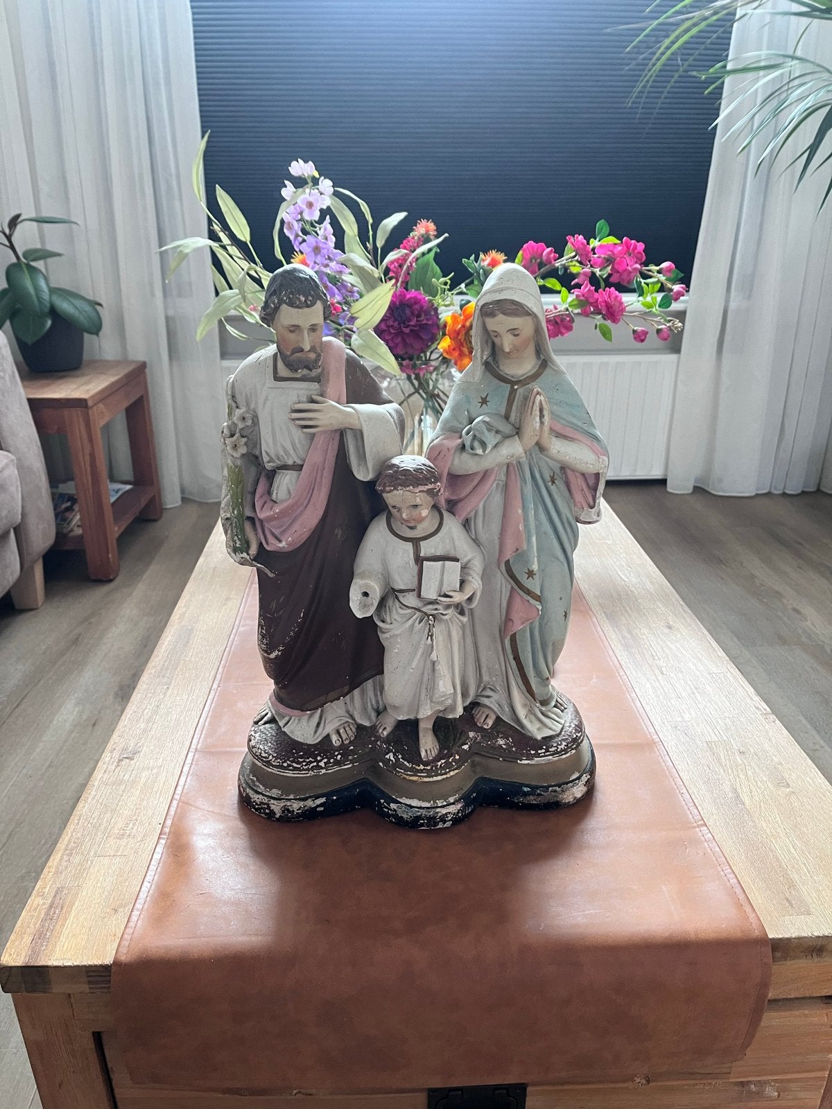 Antiek beeld Heilige Familie - Jozef, Maria en Jezus, Ophalen