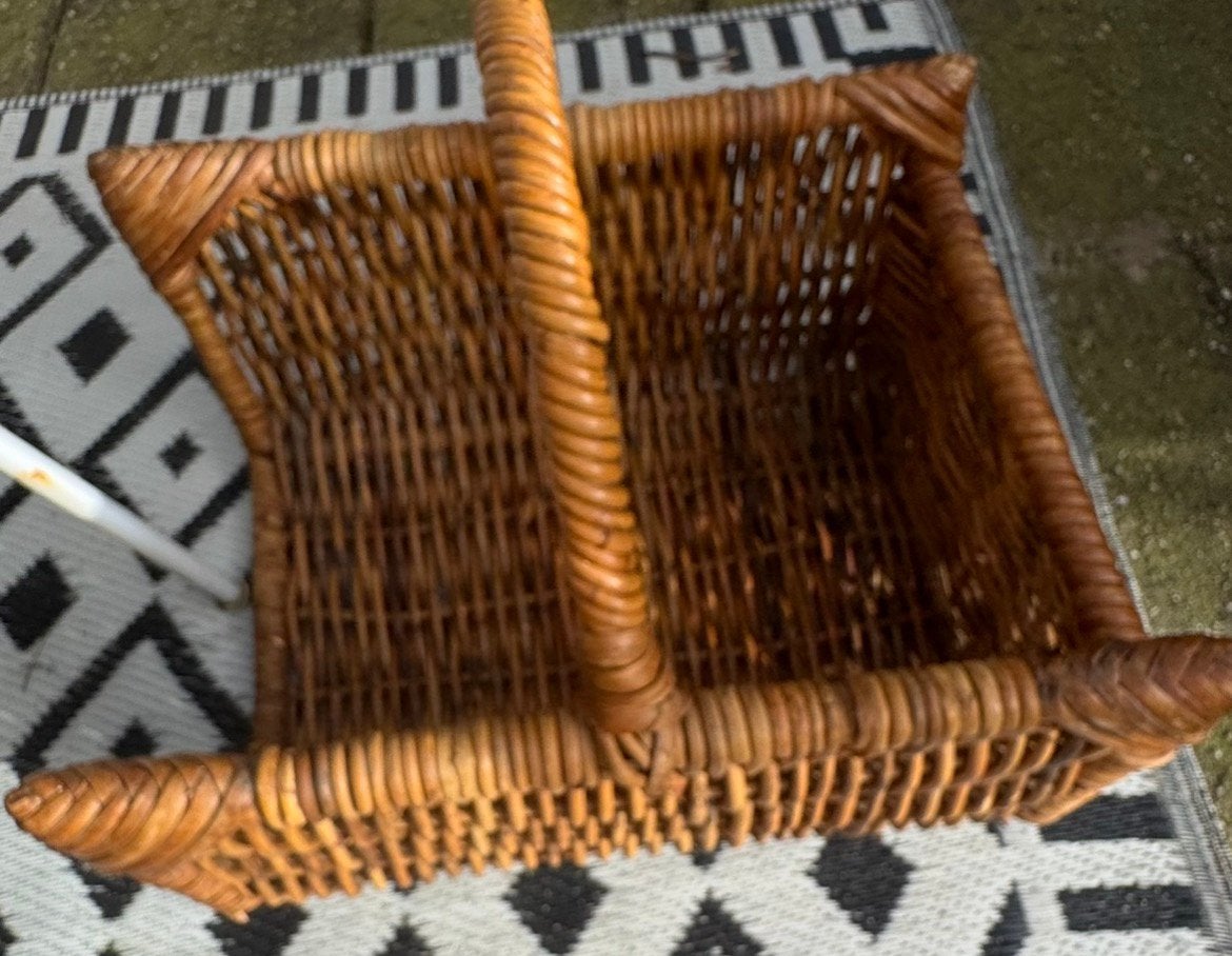 Vintage rieten rotan plukmand lectuurmand, Ophalen of Verzenden