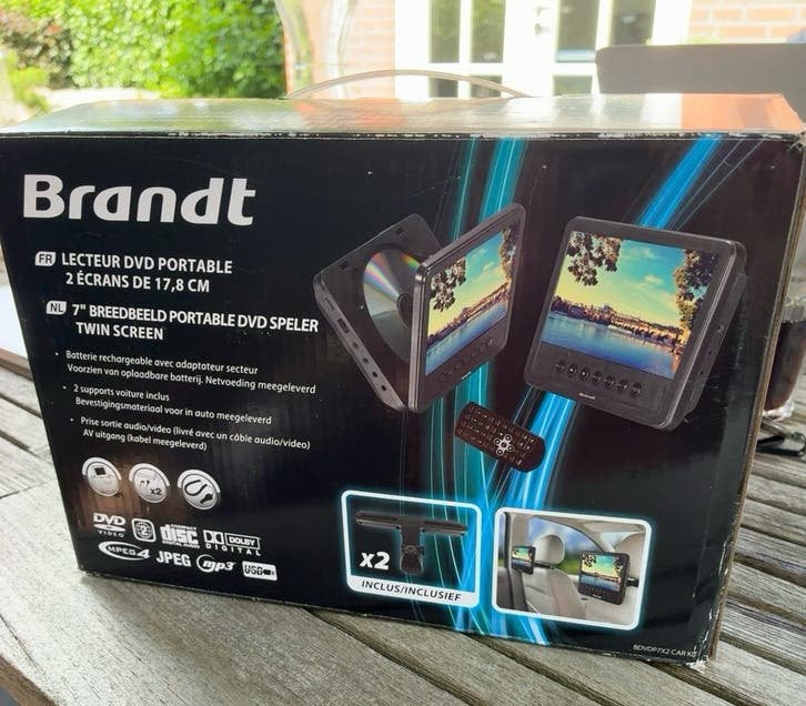 Brandt 7" Draagbare DVD Speler Twin Screen - Compleet & Nieu, Draagbaar, Nieuw, Ophalen of Verzenden, Overige merken