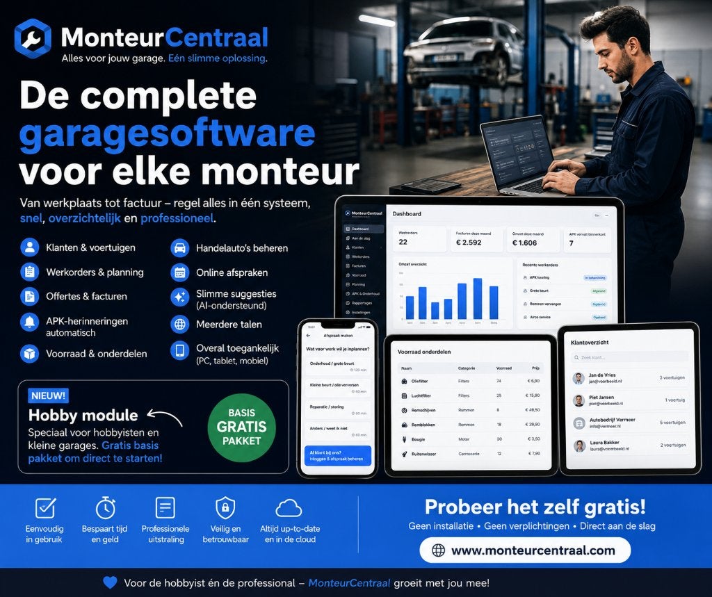 MonteurCentraal – Complete online garagesoftware, Computers en Software, Office-software, Android, iOS, ChromeOS, MacOS, Windows