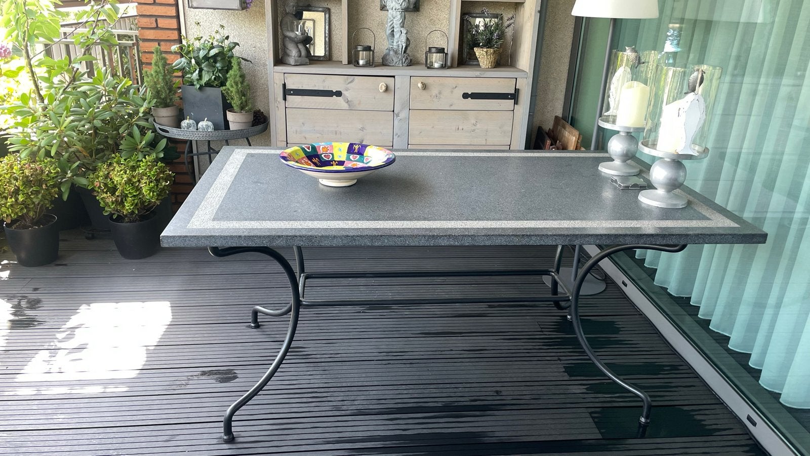 Stijlvolle tuintafel met granieten blad, Ophalen, Zo goed als nieuw, Rechthoekig, Overige materialen