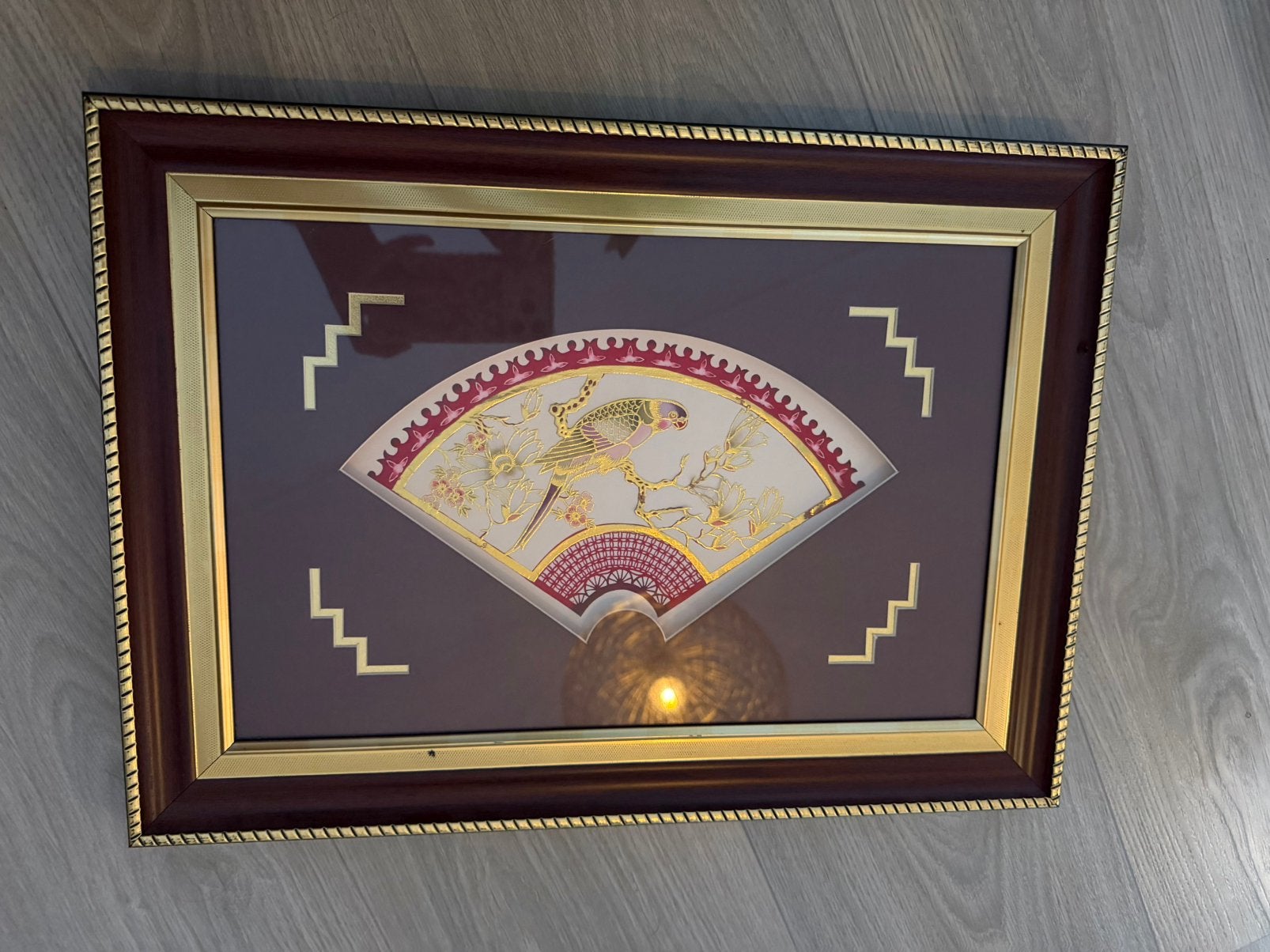 Chinees schilderij met waaier, Ophalen, Zo goed als nieuw, Minder dan 50 cm, Schilderij