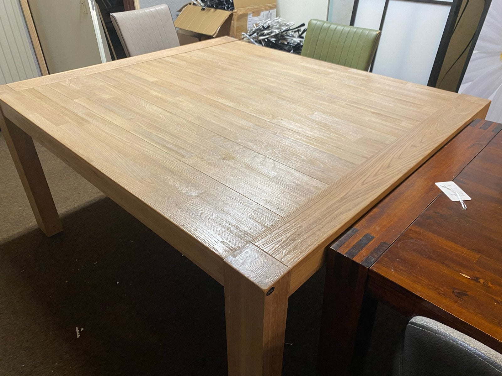 Massief eiken eettafel, vierkant, 4-6 personen, Huis en Inrichting, Tafels | Eettafels, Ophalen, Gebruikt, 150 tot 200 cm, Vijf personen of meer
