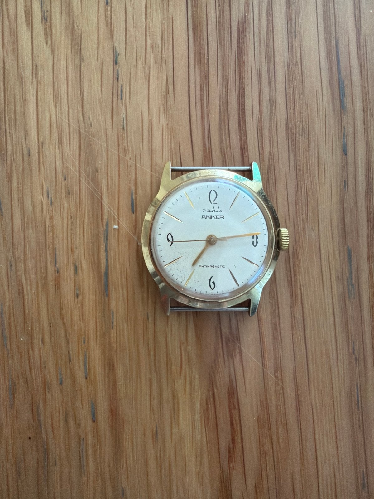Vintage Fich's Anker Polshorloge - Antimagetic, Overige merken, Overige materialen, Polshorloge, Verguld