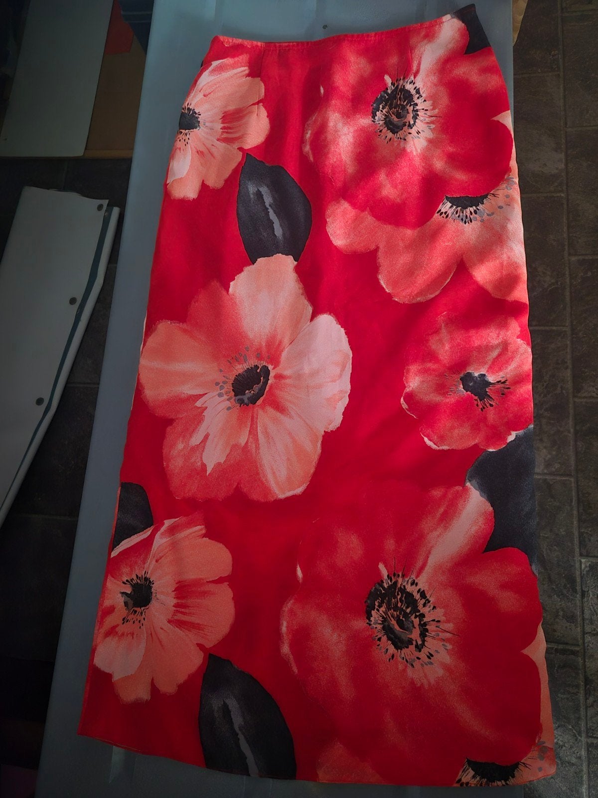 Rode poppy klaprozen bloemenrok maat 42 valt als maat 40, Maat 38/40 (M), Ophalen of Verzenden, Gedragen, Rood