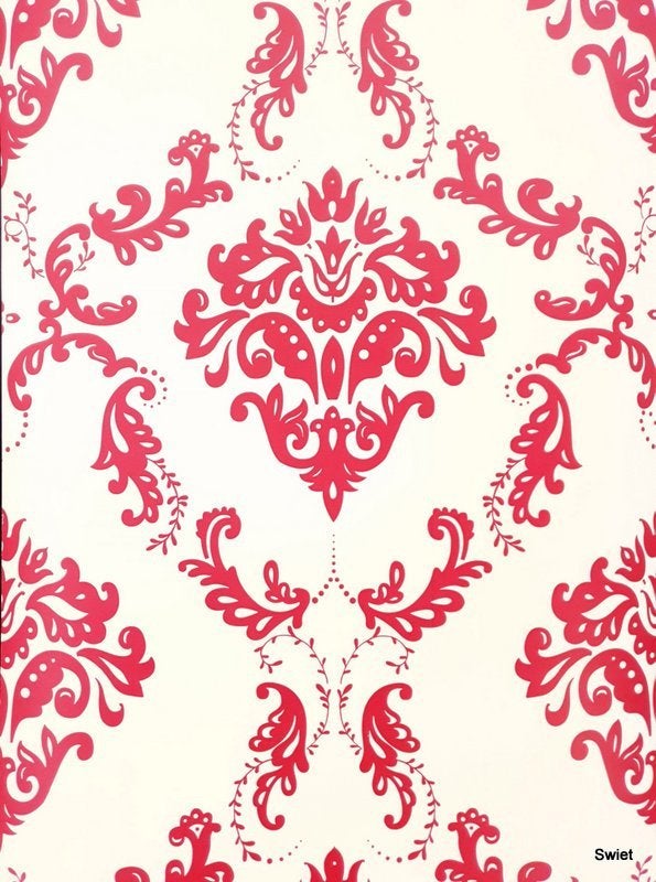 12677 Roze wit barok behangpapier in moderne stijl swiet, Verzenden, Wit