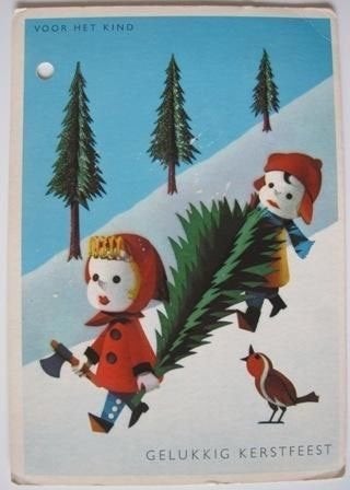 Voor het kind - twee kinderen met kerstboom - 1964, Verzenden, 1960 tot 1980, Gelopen, Kinderen