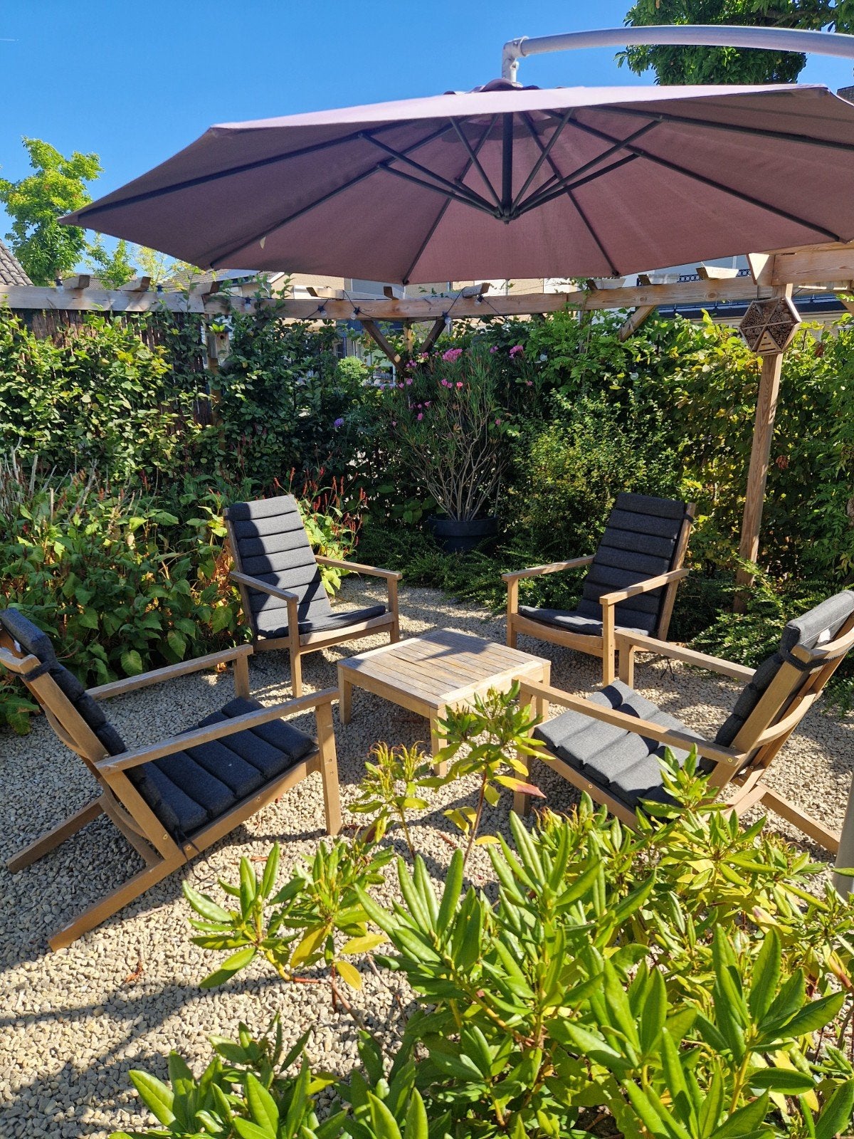 Leuke loungeset tuinset met nieuwe kussens, Tuin en Terras, Ophalen, 4 zitplaatsen, Gebruikt, Bijzettafel