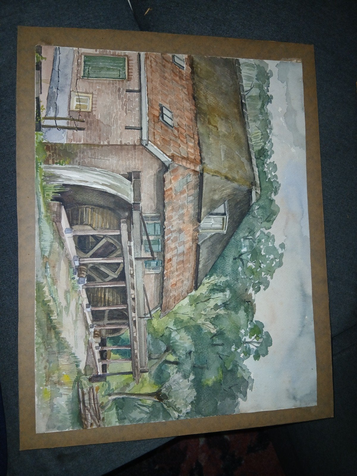 Twee Schilderijen: Molenlandschap & Gesigneerd Werk (1933), Gedateerd, Ophalen of Verzenden, Landschap, Aquarel