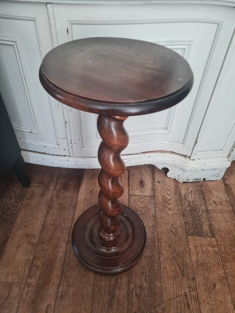 Antieke houten pilaar massief  plantentafel pied de stalle