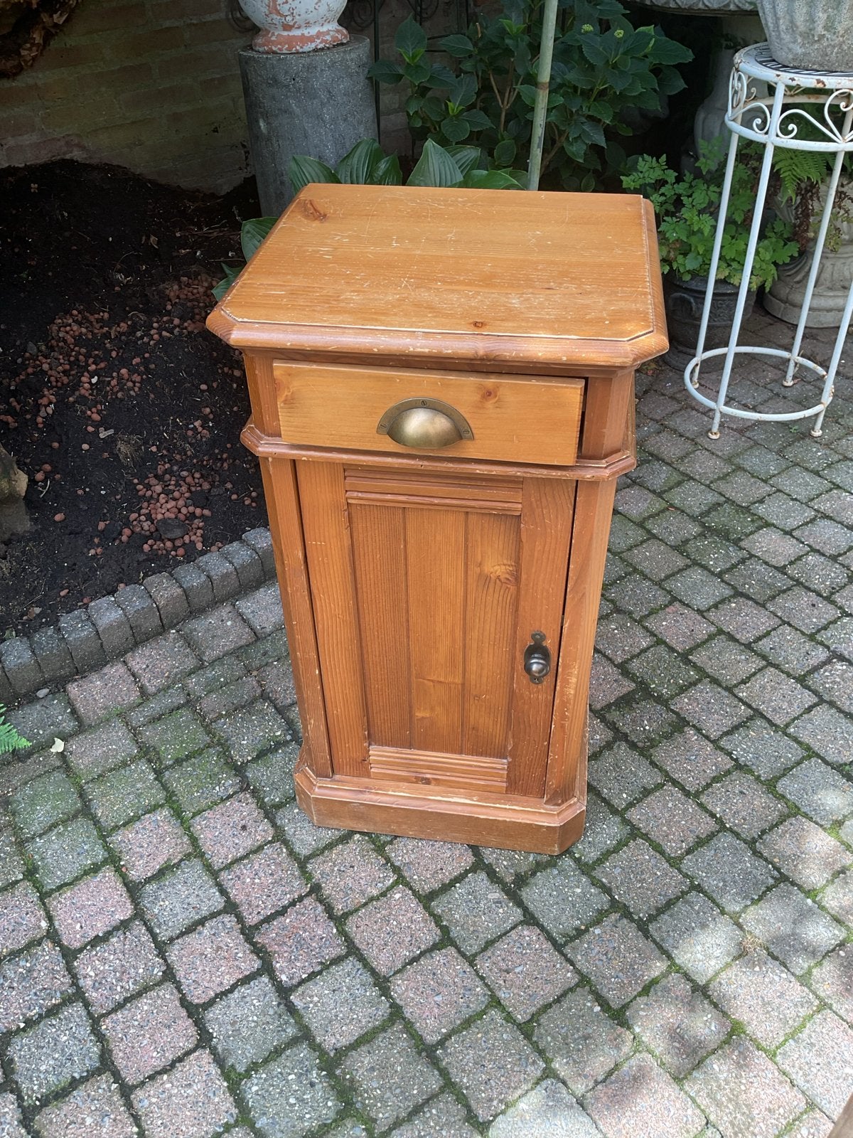 Houten Nachtkastje met Lade en Kastje - Vintage Stijl, Ophalen