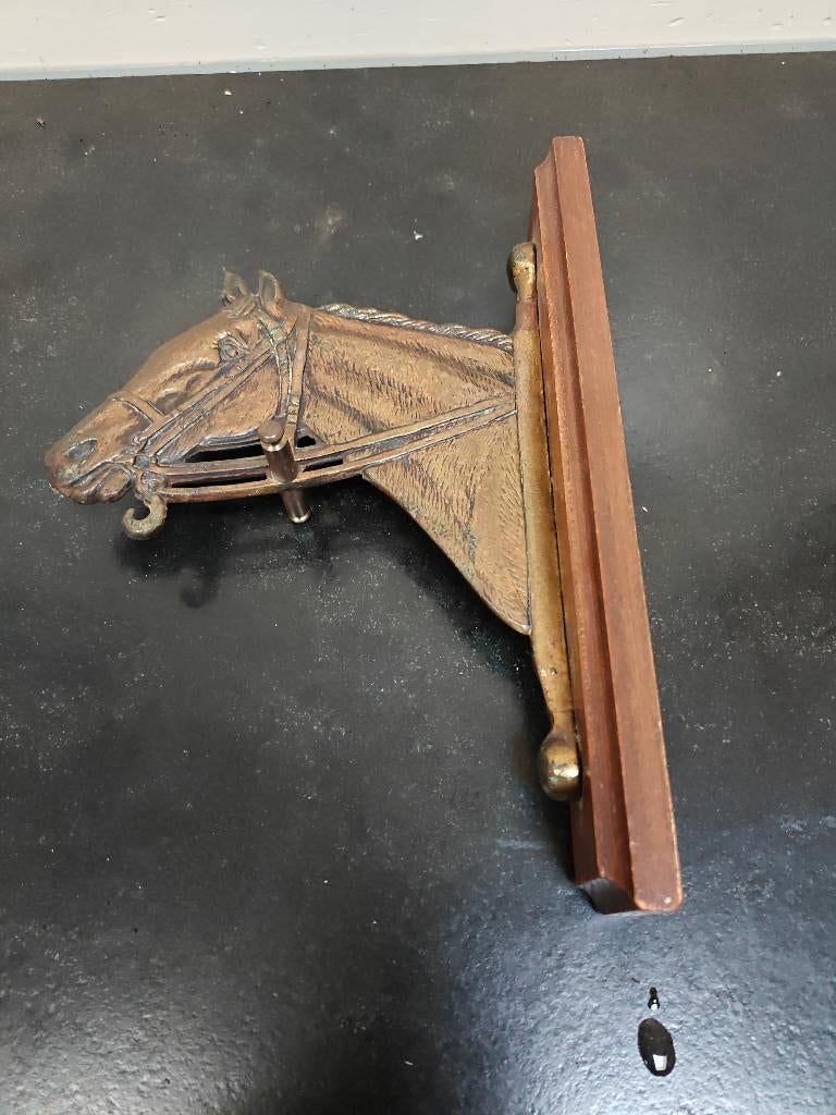 wanddecoratie met koperen paardenhoofd, Ophalen of Verzenden
