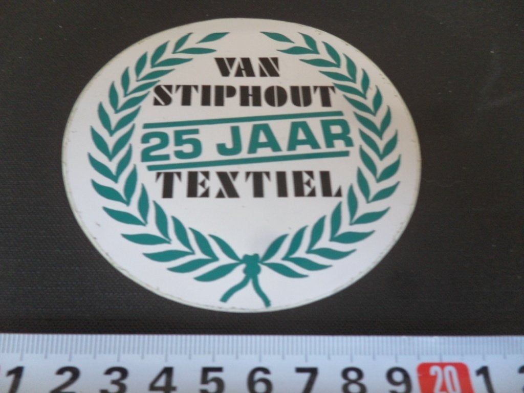 sticker van Stiphout 25 jaar Textiel, Ophalen of Verzenden, Zo goed als nieuw