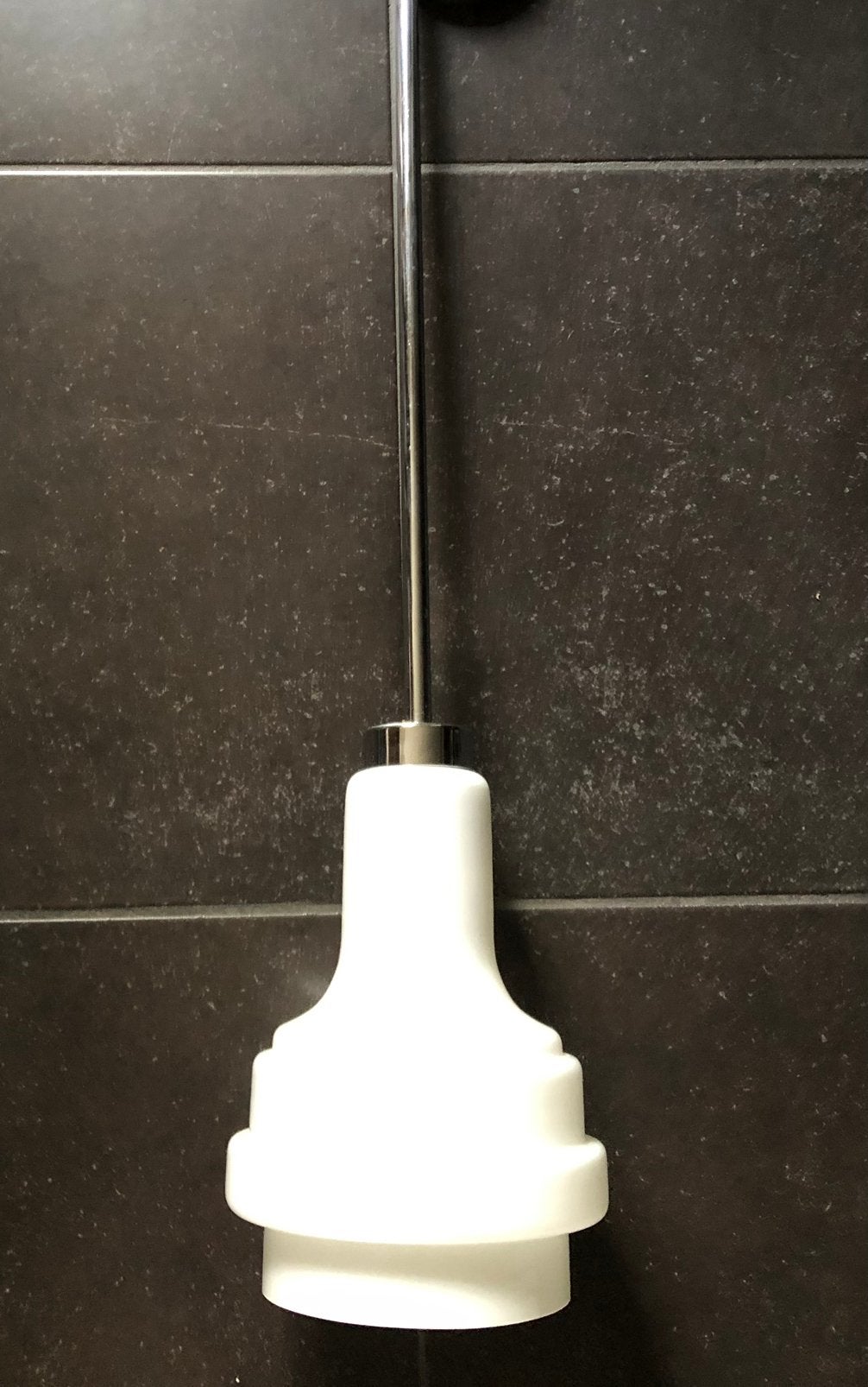 Vintage pendellamp met opaline trap kap, Ophalen