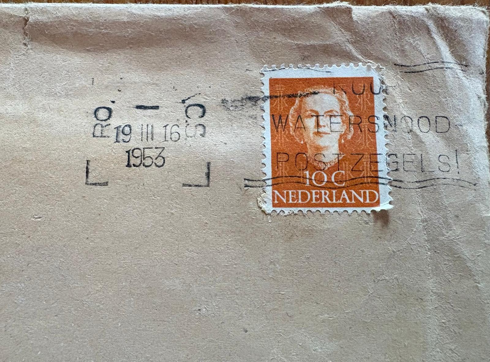 Postzegel hfl 0,10 gestempeld 1953 watersnood, Postzegels en Munten, Ophalen, Gestempeld