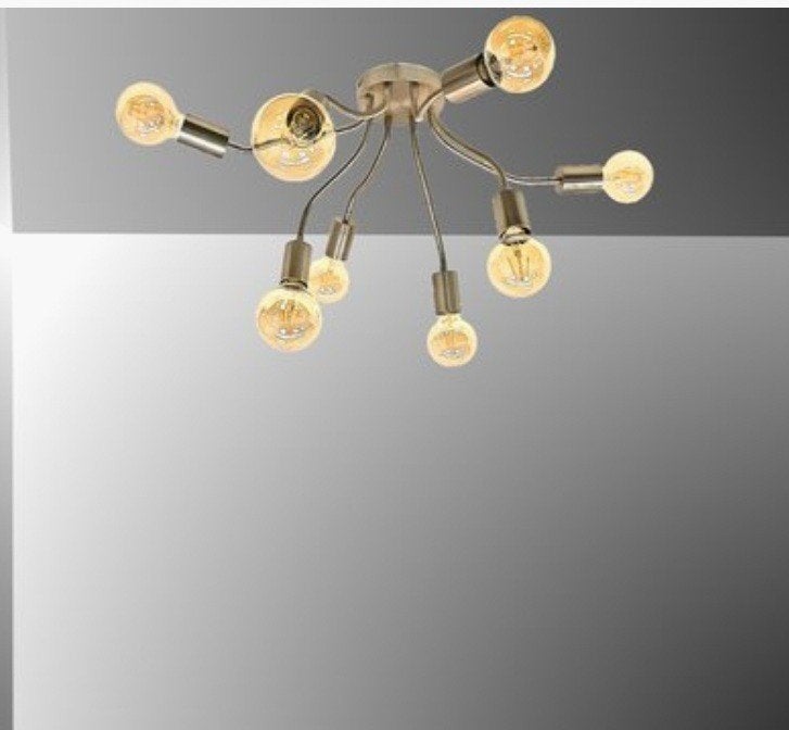 8 armige plafondlamp goudkleurig nieuw in doos, Ophalen, Nieuw, Plafondlamp, Metaal