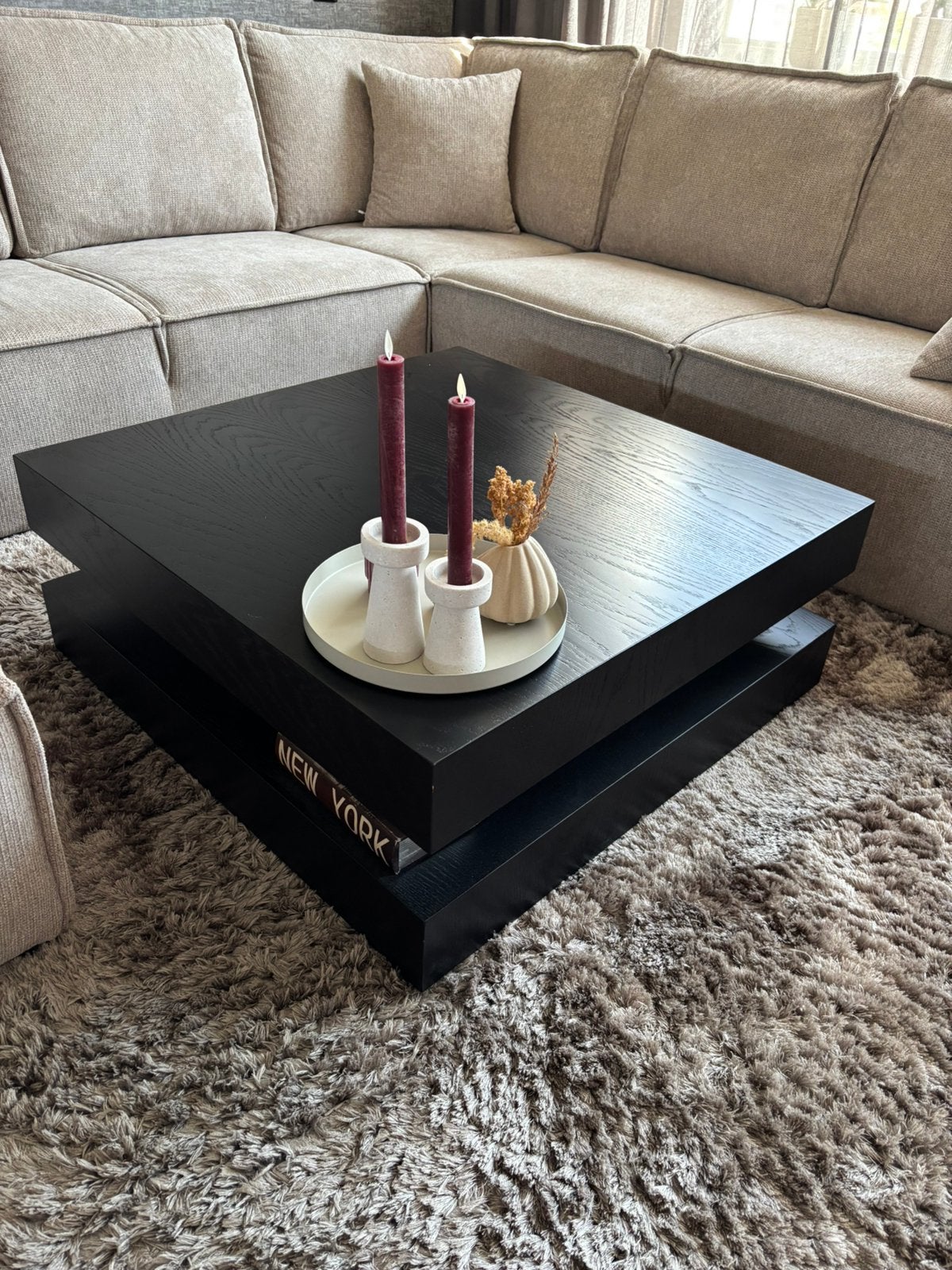 Salontafel Bink 90cm, zwart vierkant, Ophalen, 50 tot 100 cm, Vierkant, 50 tot 100 cm