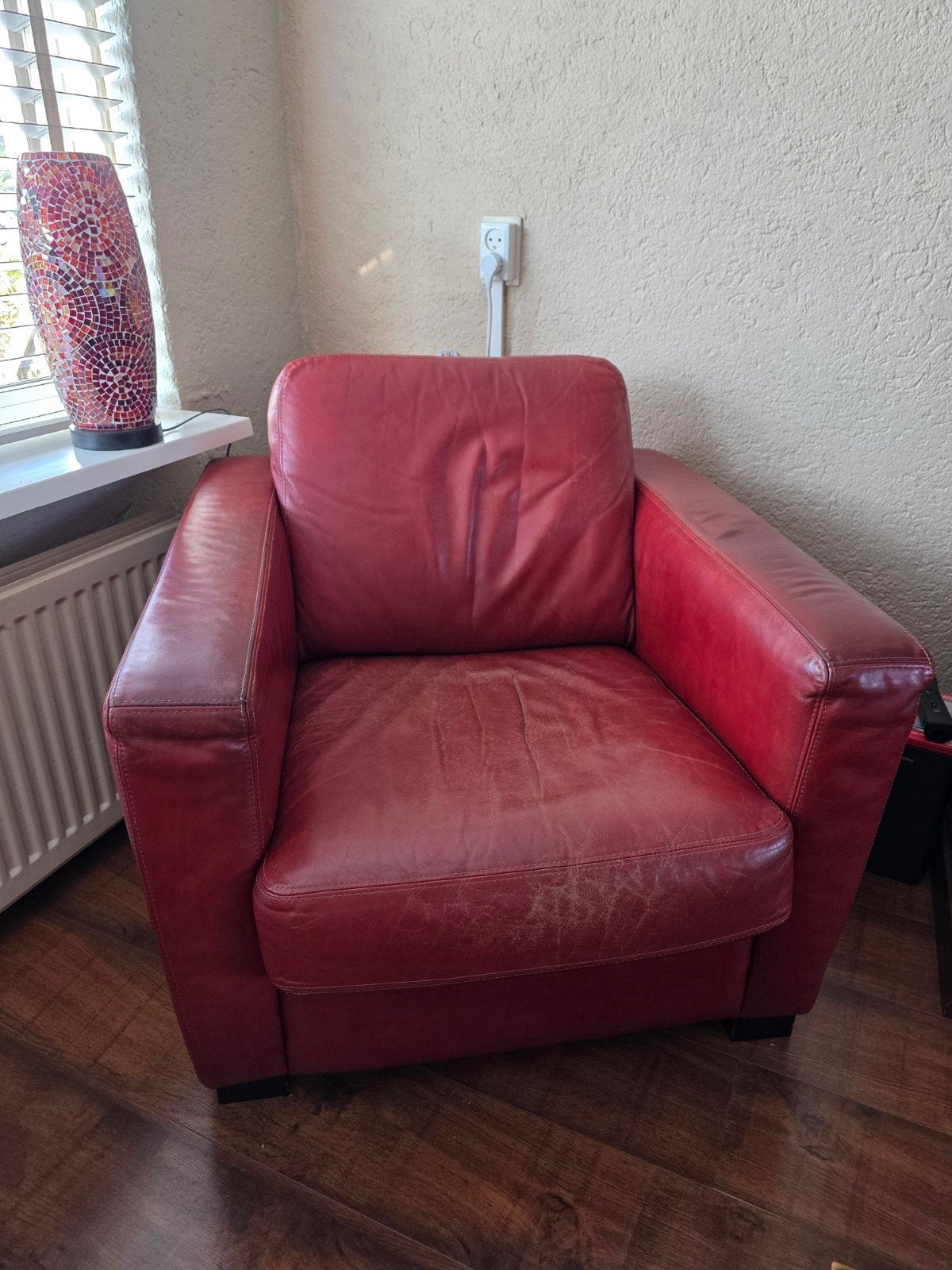 6 eetstoelen en 2 fauteuils - Leer, Gebruikt, Minder dan 75 cm, Leer, Ophalen of Verzenden