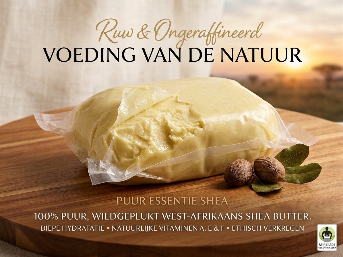 Ruwe Shea Butter - 500g - Onbewerkt & Biologisch, Ophalen of Verzenden, Nieuw, Bodylotion, Crème of Olie