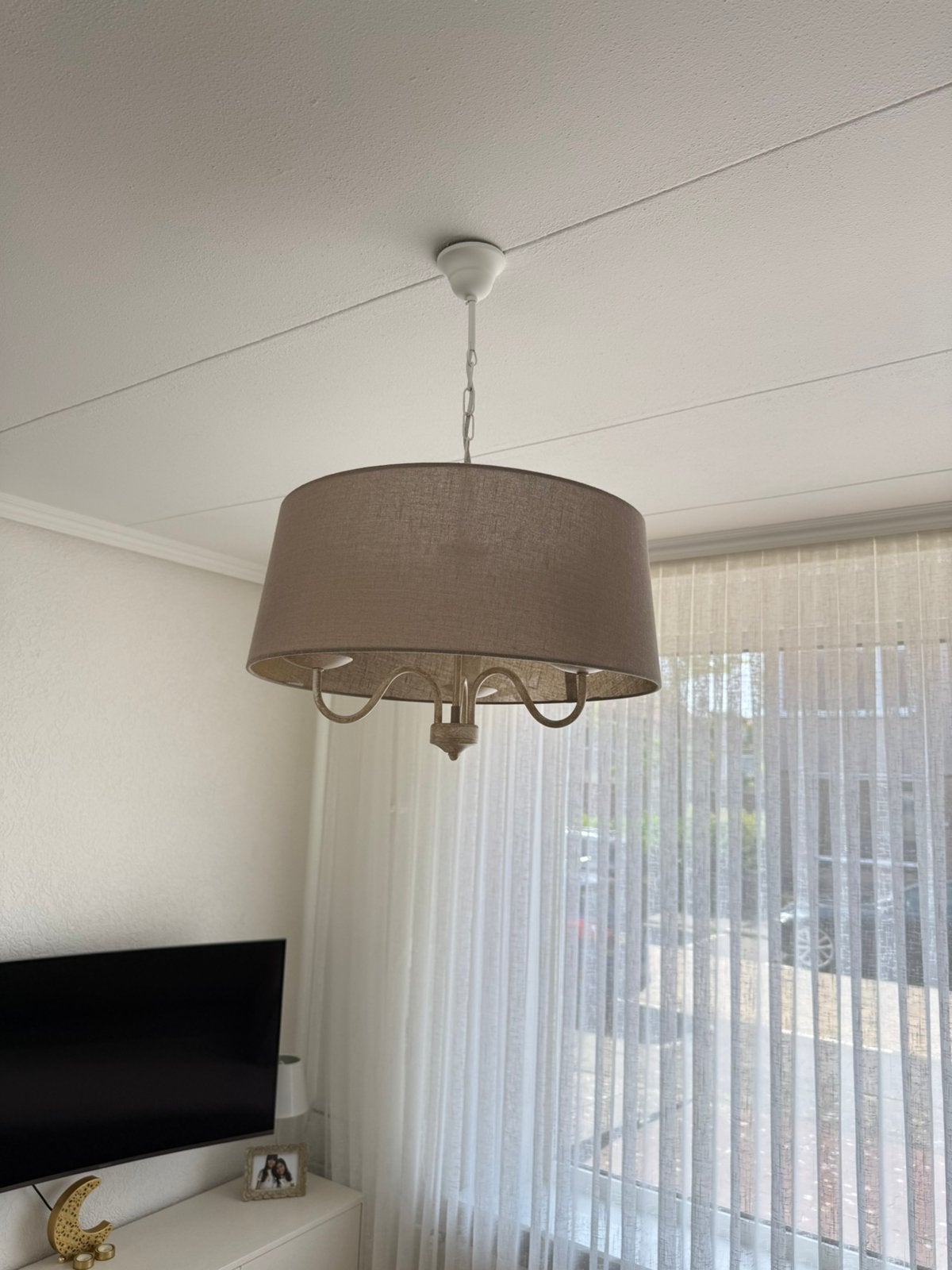 Hanglamp beige 2x, Ophalen, Gebruikt, Minder dan 50 cm