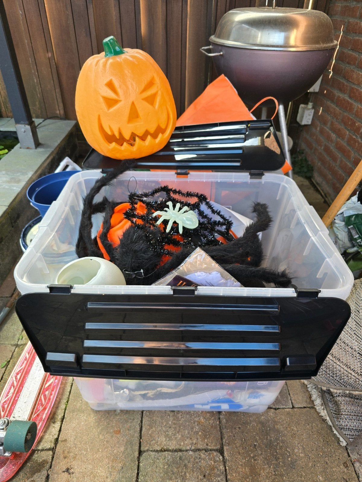Grote 60L Halloween Decoratie Box - Pompoen, Spinnen & Meer!, Ophalen, Gebruikt, Halloween of Griezel