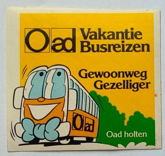 Sticker Oad busreizen.Gewoon gezelliger (3), Ophalen of Verzenden, Zo goed als nieuw, Bedrijf of Vereniging