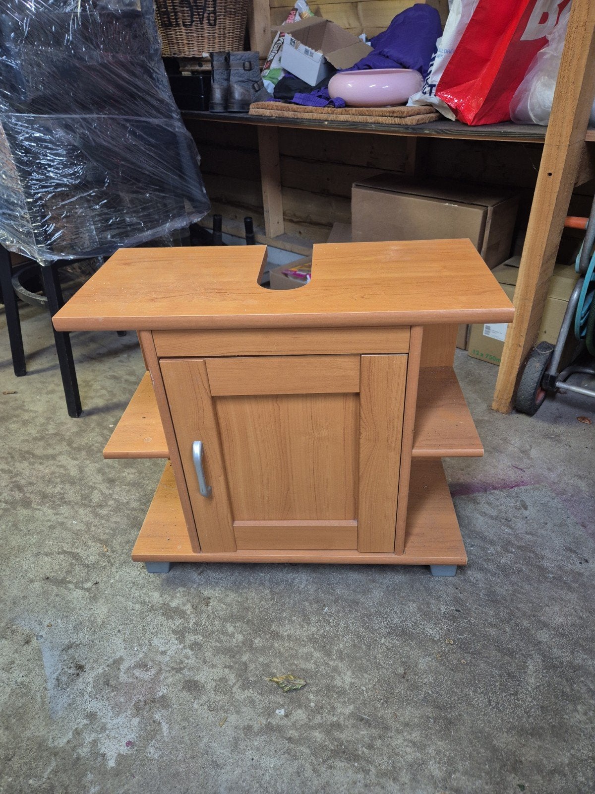 Houten wastafelkastje met open vakken, Ophalen, Gebruikt, 50 tot 100 cm, Minder dan 100 cm