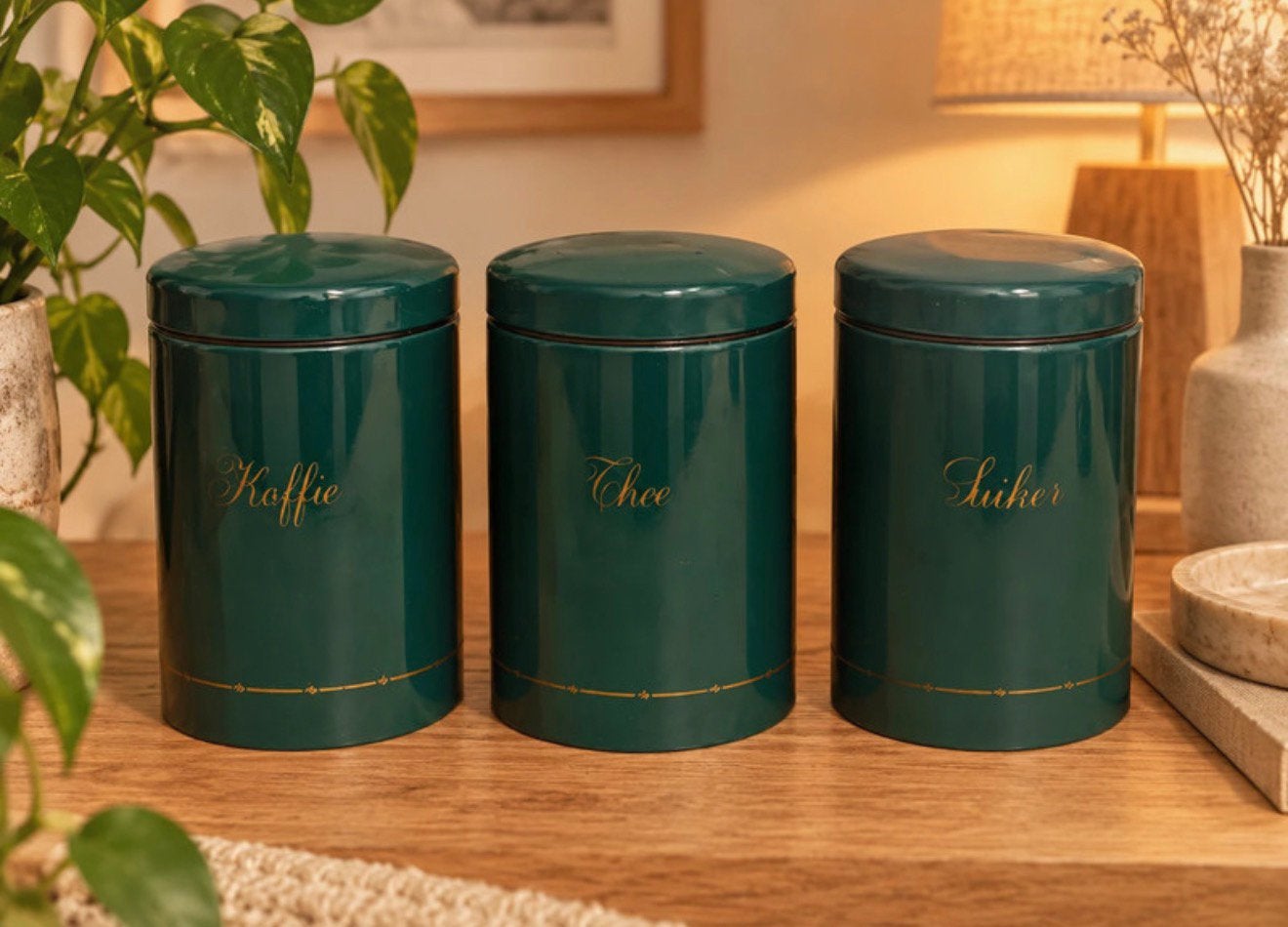 Vintage Brabantia voorraadbussen set (Koffie, Thee, Suiker), Antiek en Kunst, Ophalen of Verzenden